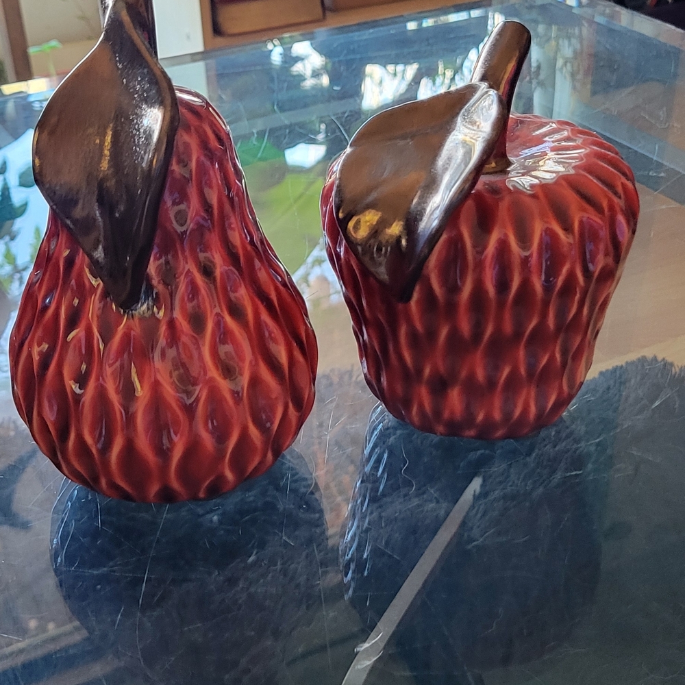 Red Ceramic Apple and Pear Decor